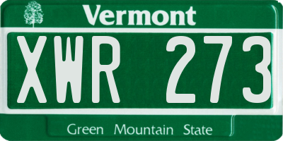 VT license plate XWR273