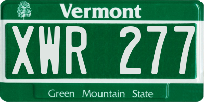 VT license plate XWR277