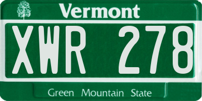VT license plate XWR278
