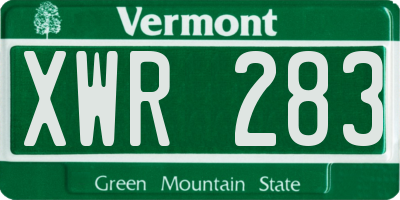 VT license plate XWR283