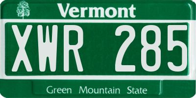 VT license plate XWR285