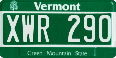 VT license plate XWR290