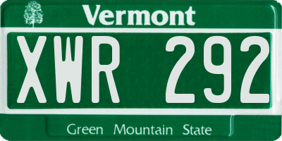 VT license plate XWR292