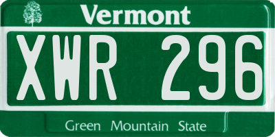 VT license plate XWR296