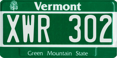 VT license plate XWR302