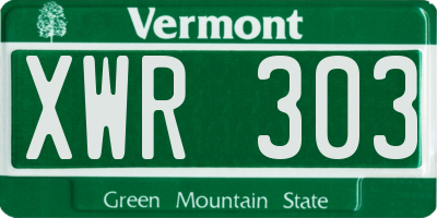 VT license plate XWR303