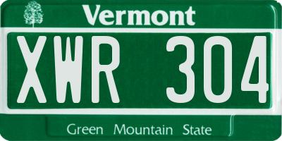 VT license plate XWR304