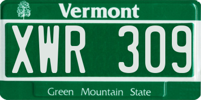VT license plate XWR309