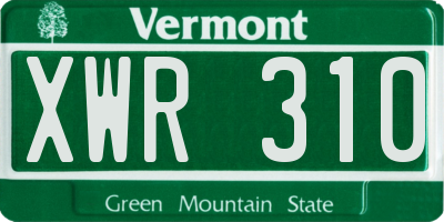 VT license plate XWR310
