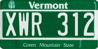 VT license plate XWR312