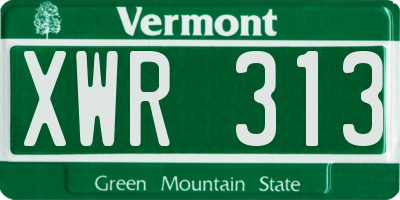 VT license plate XWR313