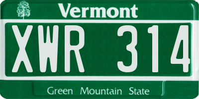 VT license plate XWR314