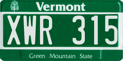 VT license plate XWR315