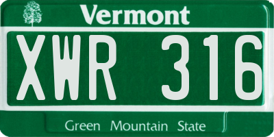 VT license plate XWR316