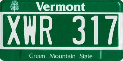 VT license plate XWR317