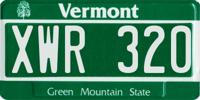 VT license plate XWR320