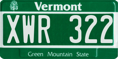 VT license plate XWR322