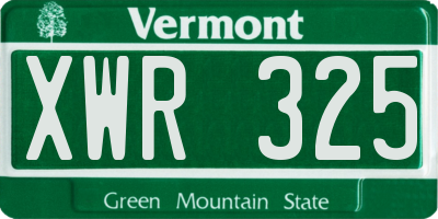 VT license plate XWR325