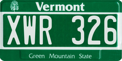 VT license plate XWR326