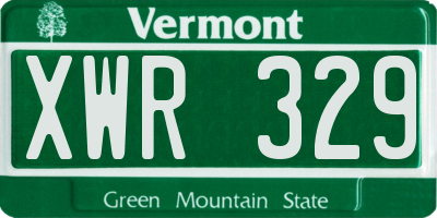 VT license plate XWR329
