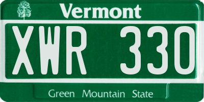 VT license plate XWR330