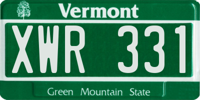 VT license plate XWR331