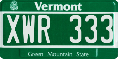 VT license plate XWR333