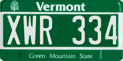 VT license plate XWR334