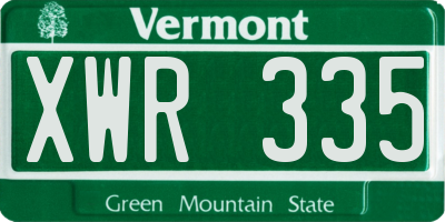 VT license plate XWR335
