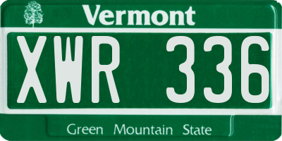 VT license plate XWR336