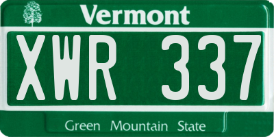 VT license plate XWR337