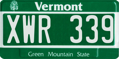 VT license plate XWR339