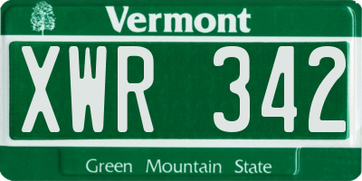 VT license plate XWR342
