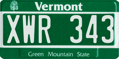 VT license plate XWR343