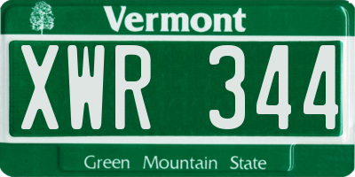 VT license plate XWR344