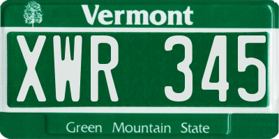 VT license plate XWR345