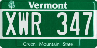 VT license plate XWR347
