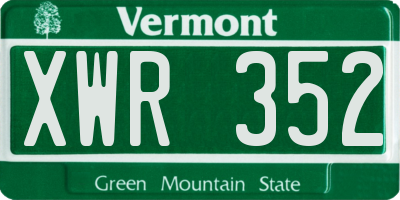 VT license plate XWR352