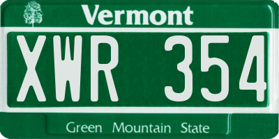 VT license plate XWR354