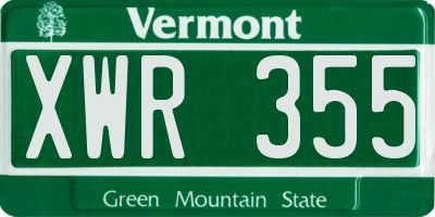 VT license plate XWR355