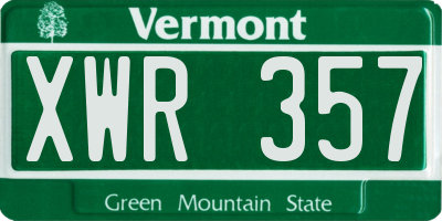 VT license plate XWR357