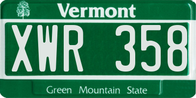 VT license plate XWR358