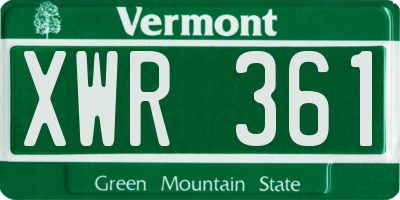 VT license plate XWR361