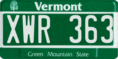 VT license plate XWR363