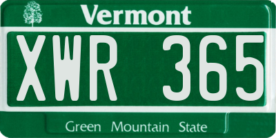 VT license plate XWR365