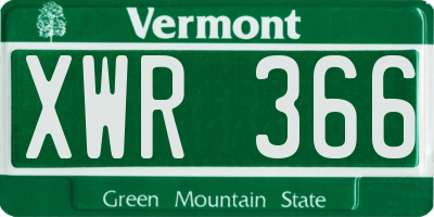VT license plate XWR366