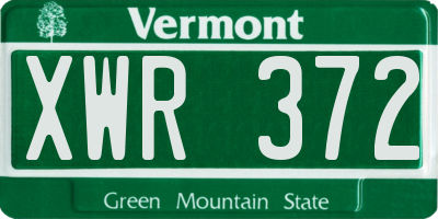 VT license plate XWR372