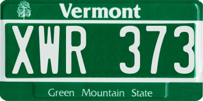 VT license plate XWR373