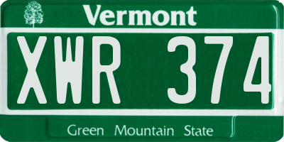 VT license plate XWR374