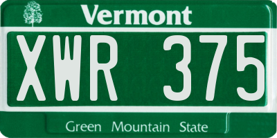 VT license plate XWR375